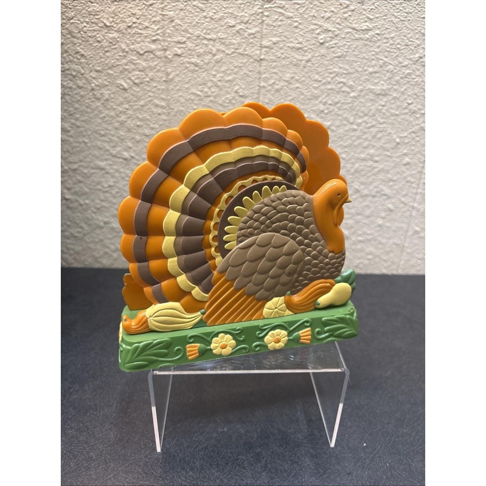 Vintage Retro Avon Thanksgiving Autumn Turkey Napkin Letter Holder Plastic
